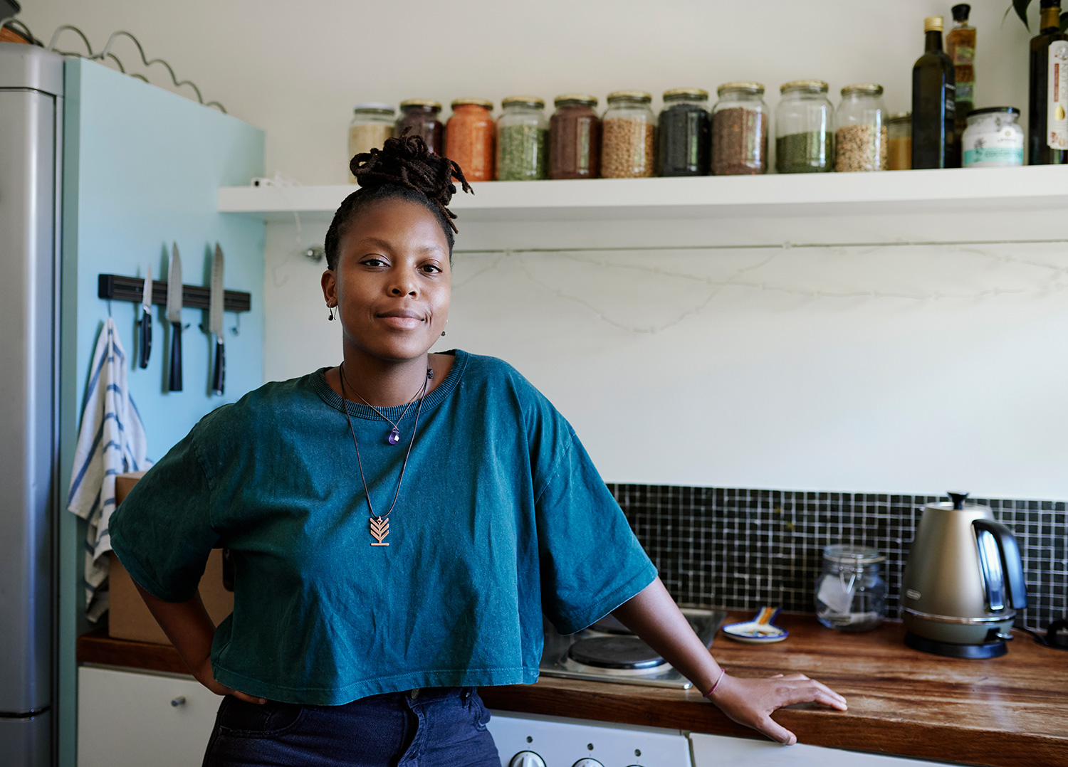 Confident woman in the kitchen