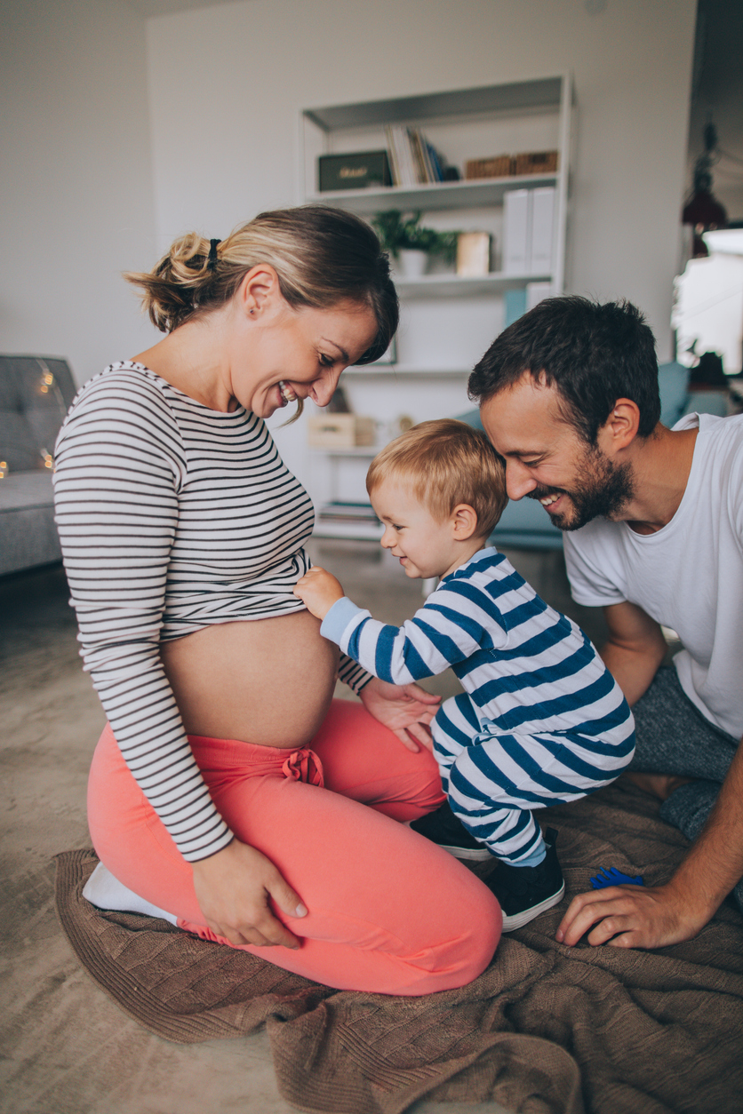 Pregnant family at home